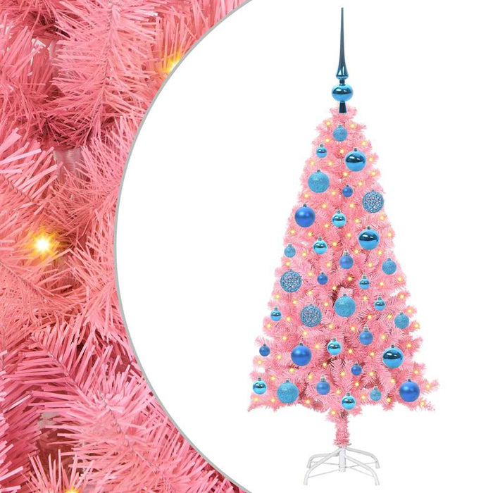 Albero di Natale con 150 LED con supporto Rosa 120 cm PVC 3396414