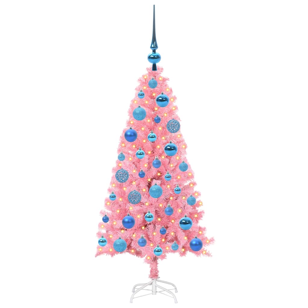 Albero di Natale con 150 LED con supporto Rosa 120 cm PVC 3396414