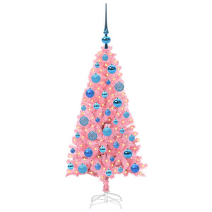 Albero di Natale con 150 LED con supporto Rosa 120 cm PVC 3396414