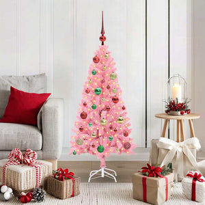 Albero di Natale con 150 LED con supporto Rosa 120 cm PVC 3396415