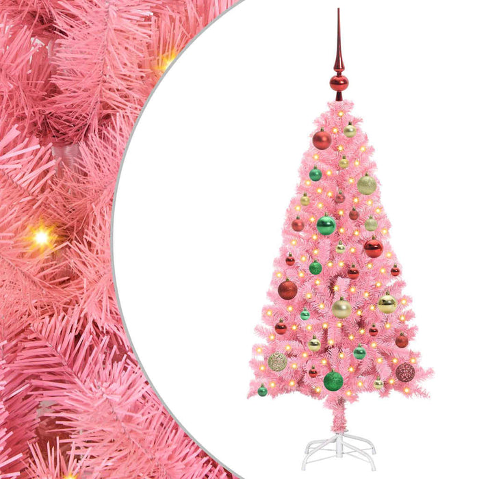 Albero di Natale con 150 LED con supporto Rosa 120 cm PVC 3396415