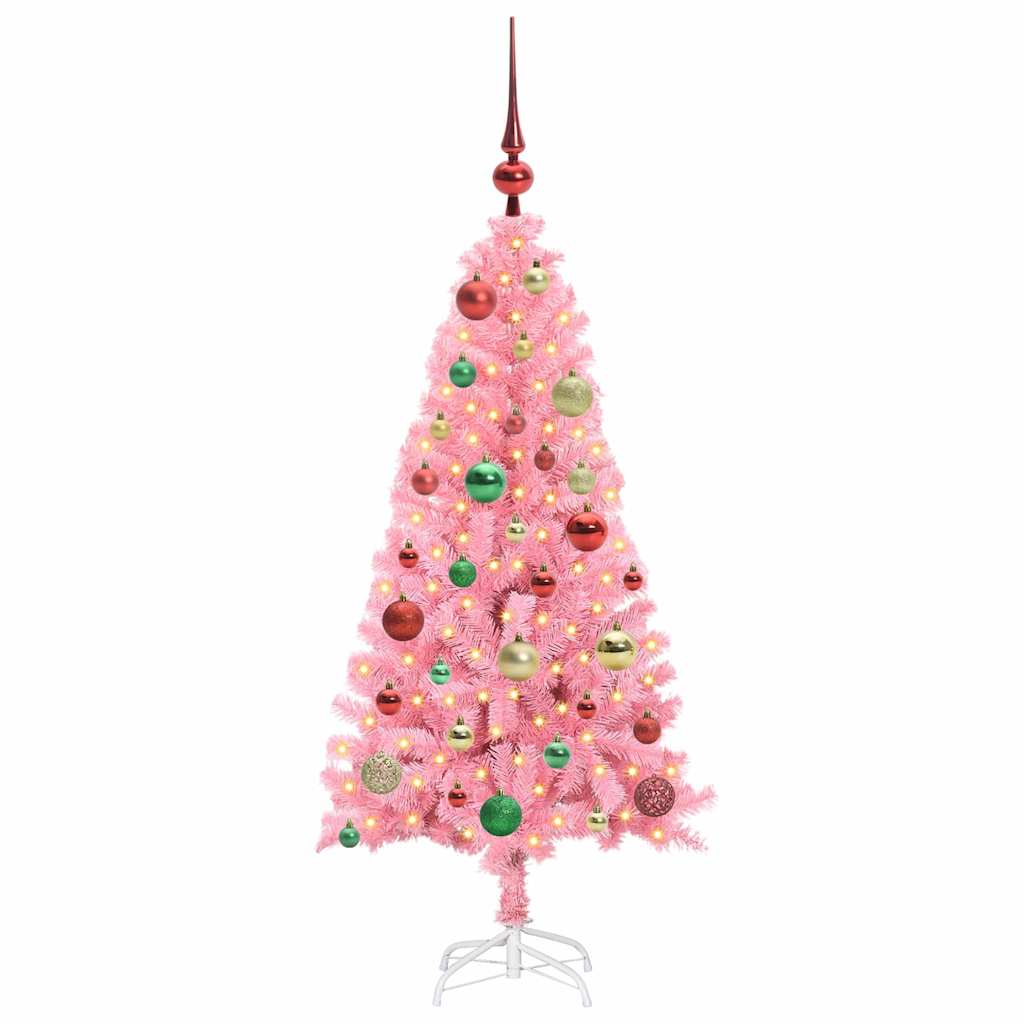 Albero di Natale con 150 LED con supporto Rosa 120 cm PVC 3396415
