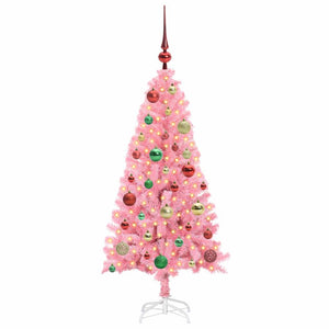 Albero di Natale con 150 LED con supporto Rosa 120 cm PVC 3396415