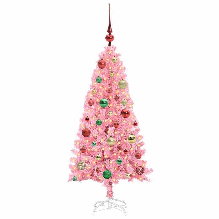Albero di Natale con 150 LED con supporto Rosa 120 cm PVC 3396415