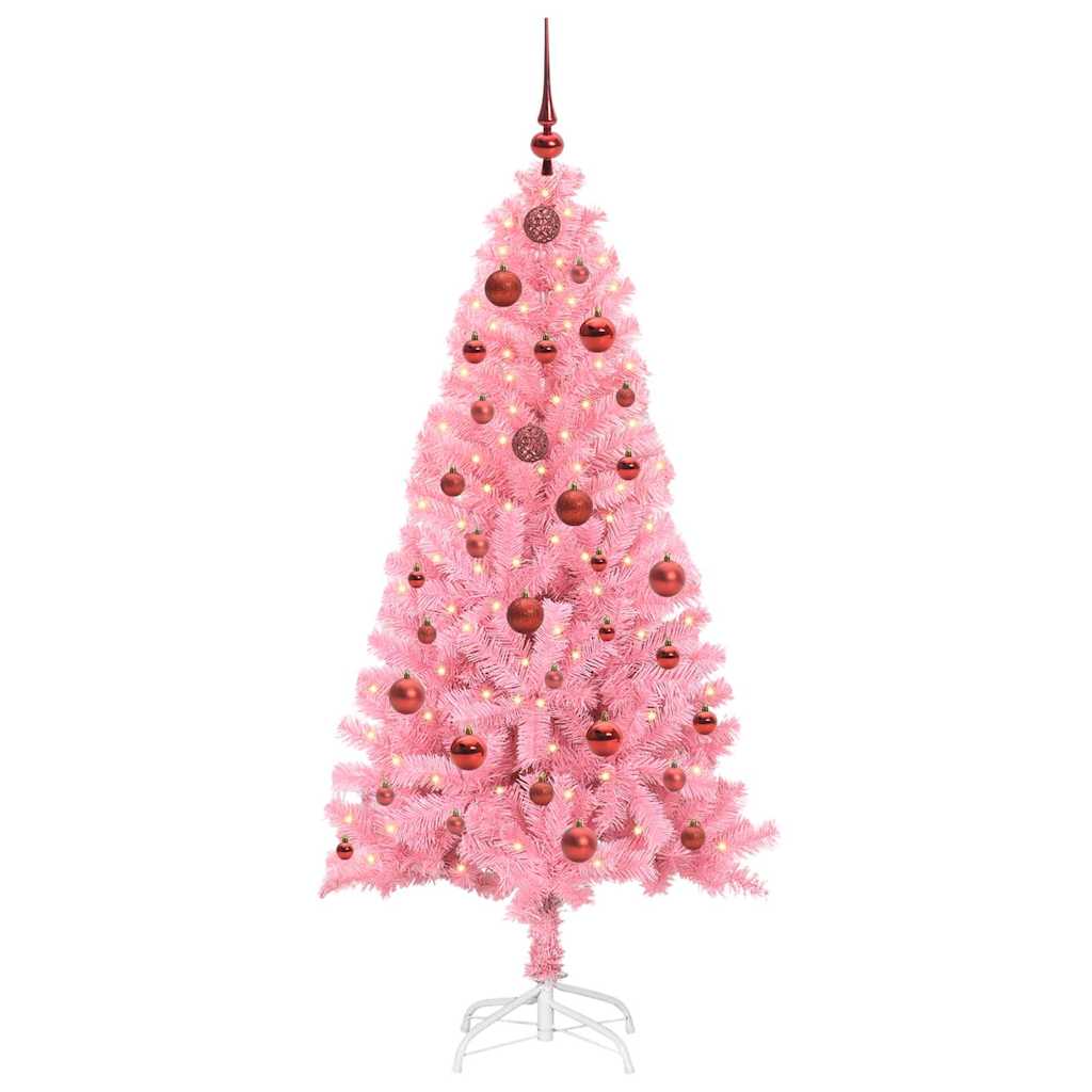 Albero di Natale con 150 LED con supporto-Luci decorative natalizie Rosa 150 cm PVC 863643