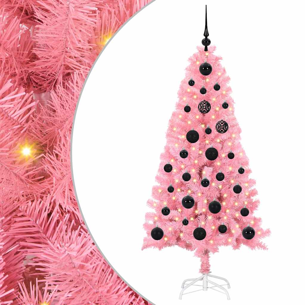 Albero di Natale con 150 LED con supporto-Luci decorative natalizie Rosa 150 cm PVC 239180