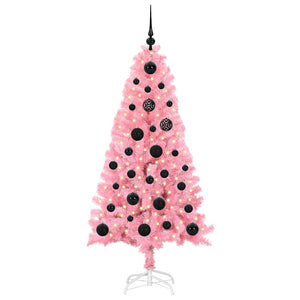 Albero di Natale con 150 LED con supporto-Luci decorative natalizie Rosa 150 cm PVC 239180