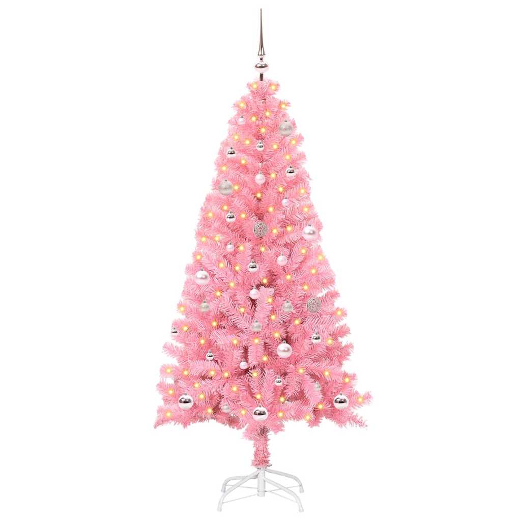 Albero di Natale con 150 LED con supporto Rosa 150 cm PVC 3396418