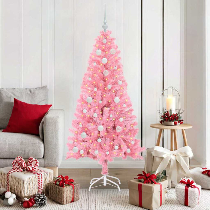 Albero di Natale con 150 LED con supporto Rosa 150 cm PVC 3396419