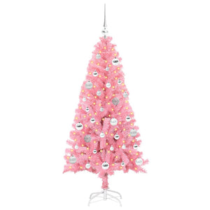 Albero di Natale con 150 LED con supporto-Luci decorative natalizie Rosa 150 cm PVC 860748