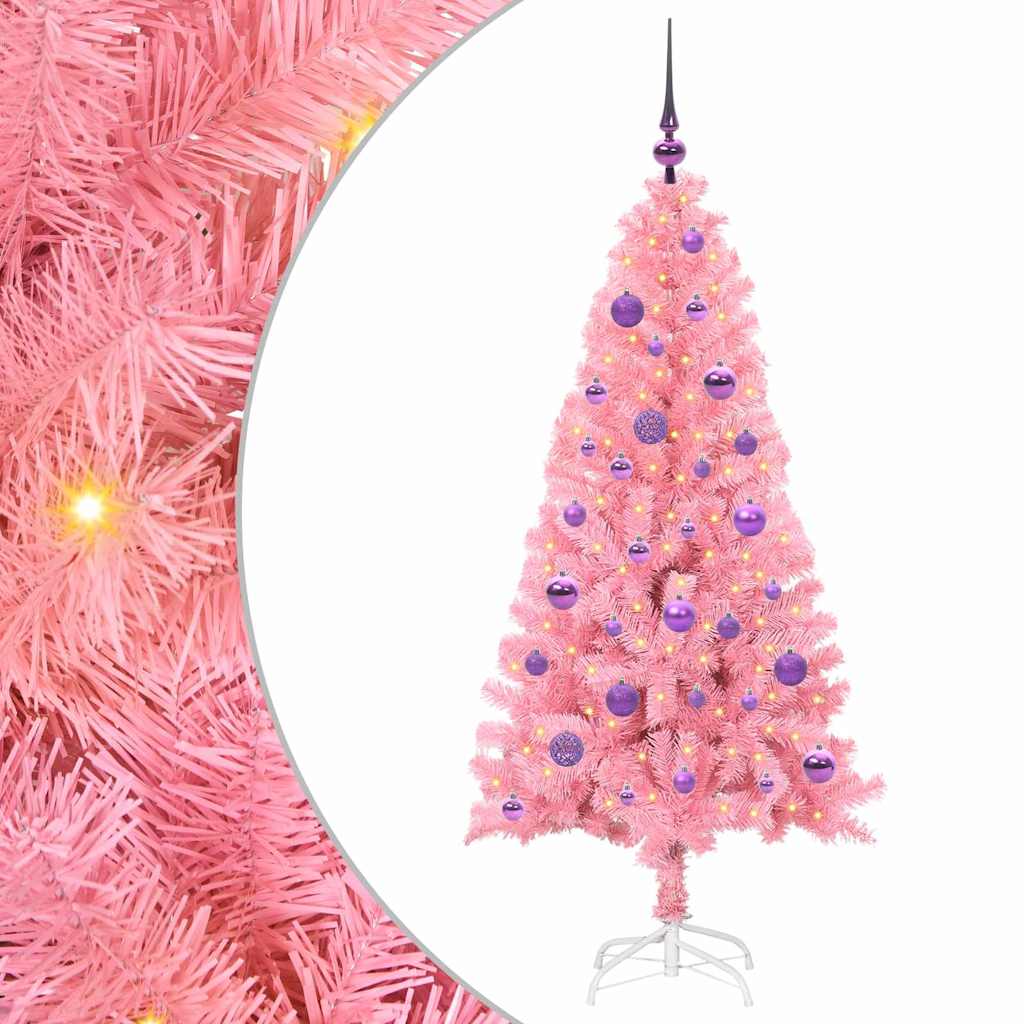 Albero di Natale con 150 LED con supporto-Luci decorative natalizie Rosa 150 cm PVC 973001