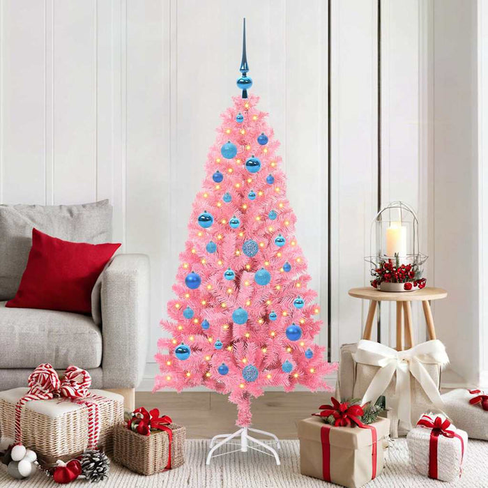 Albero di Natale con 150 LED con supporto Rosa 150 cm PVC 3396423