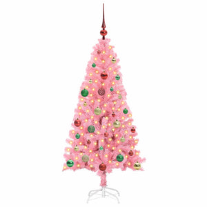 Albero di Natale con 150 LED con supporto-Luci decorative natalizie Rosa 150 cm PVC 116161