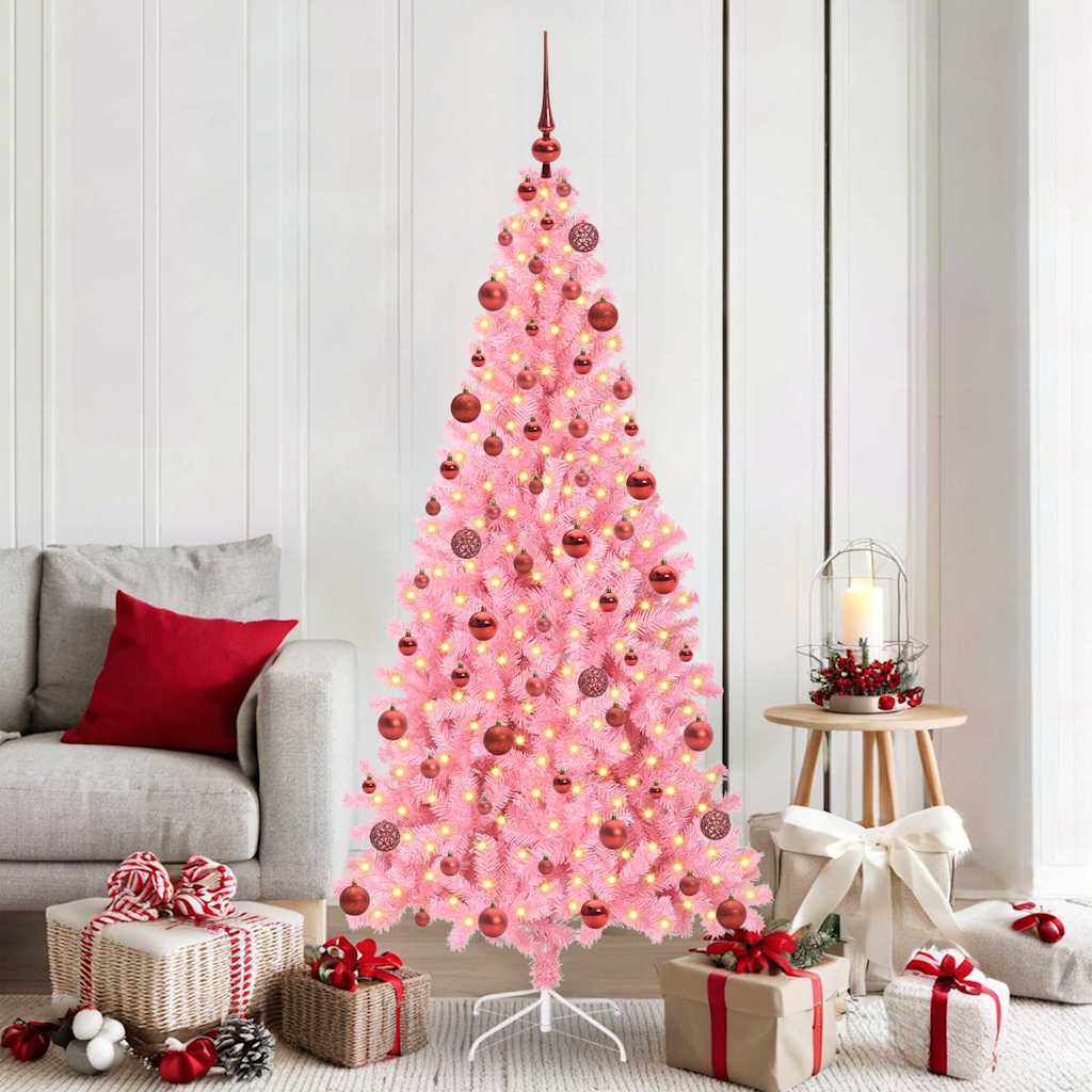 Albero di Natale con 300 LED con supporto Rosa 180 cm PVC 3396429