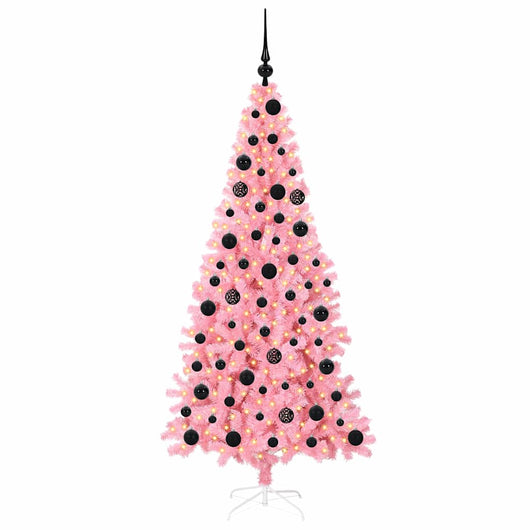 Albero di Natale con 300 LED con supporto-Luci decorative natalizie Rosa 180 cm PVC 571755