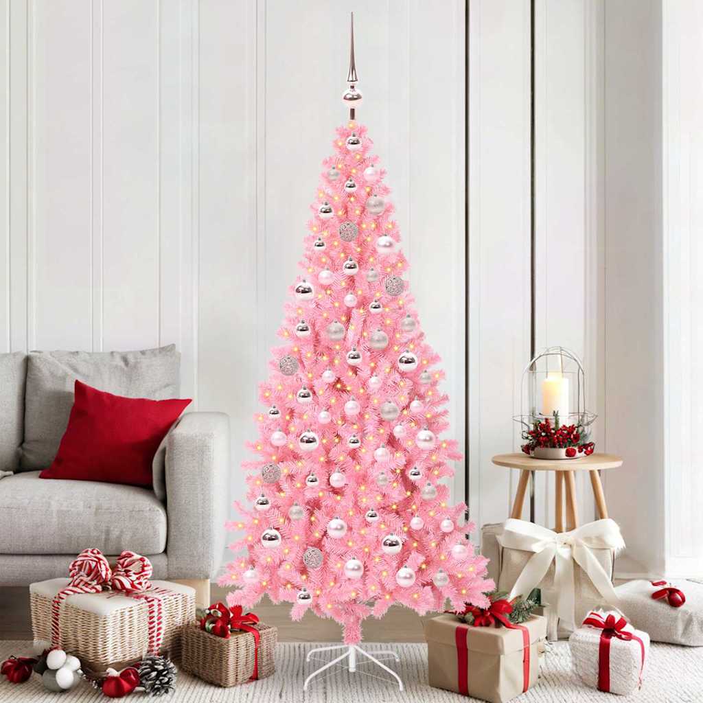 Albero di Natale con 300 LED con supporto Rosa 180 cm PVC 3396431