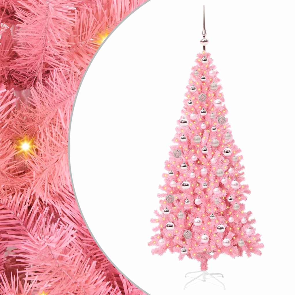 Albero di Natale con 300 LED con supporto Rosa 180 cm PVC 3396431