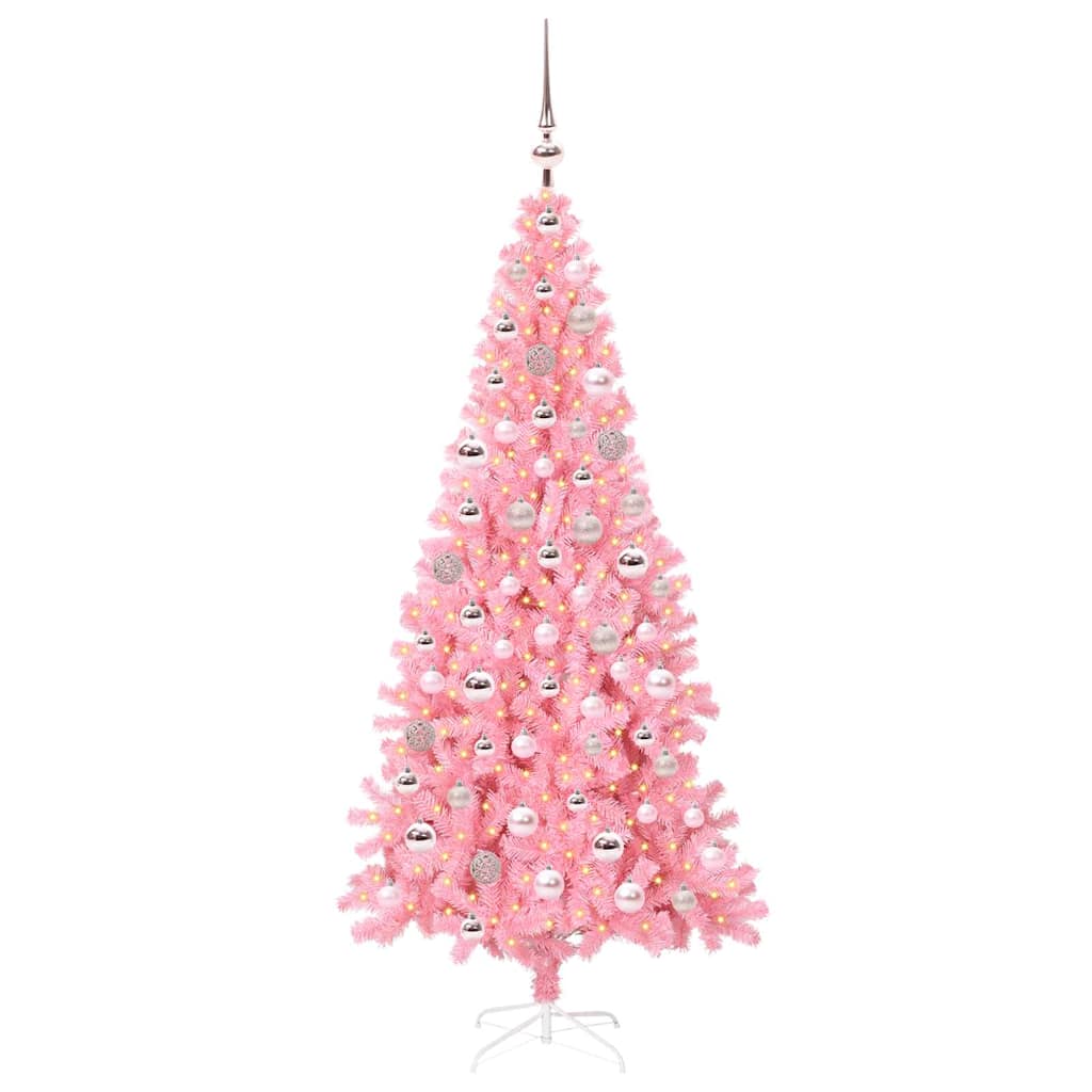 Albero di Natale con 300 LED con supporto Rosa 180 cm PVC 3396431