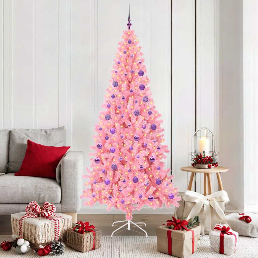 Albero di Natale con 300 LED con supporto Rosa 180 cm PVC 3396435