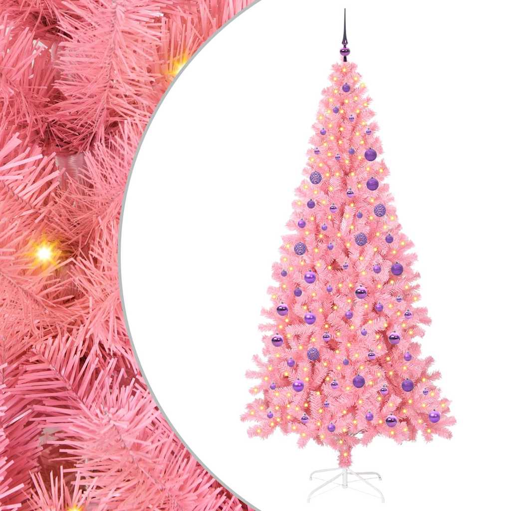 Albero di Natale con 300 LED con supporto-Luci decorative natalizie Rosa 180 cm PVC 391098