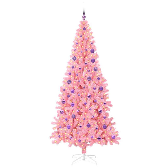 Albero di Natale con 300 LED con supporto-Luci decorative natalizie Rosa 180 cm PVC 391098