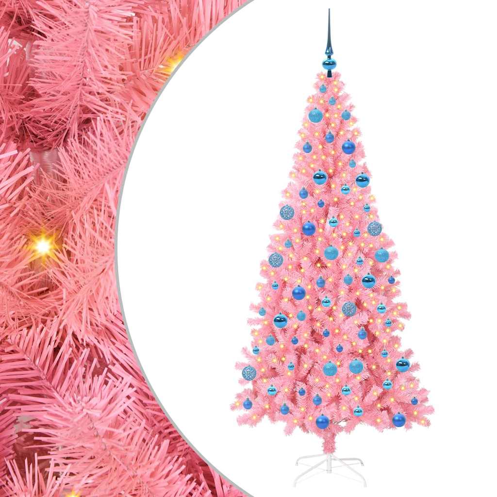 Albero di Natale con 300 LED con supporto Rosa 180 cm PVC 3396436