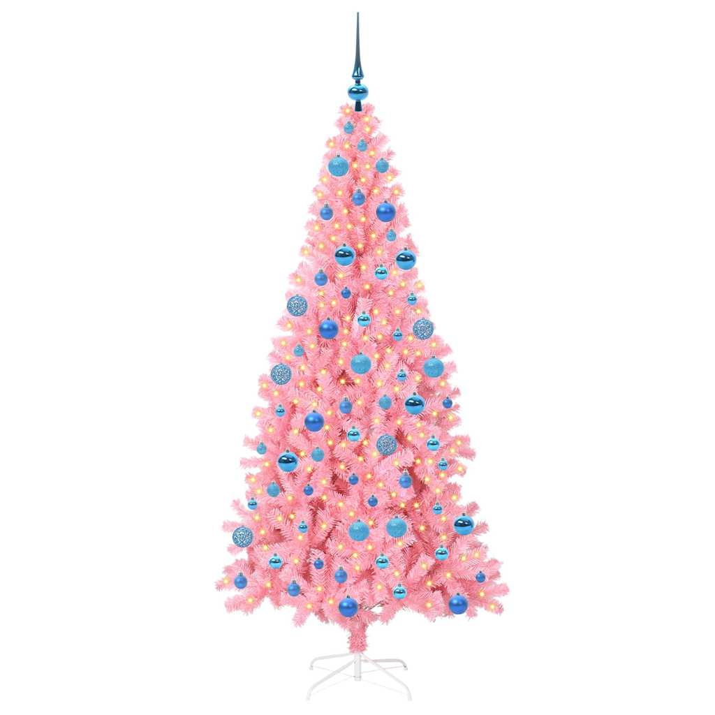 Albero di Natale con 300 LED con supporto-Luci decorative natalizie Rosa 180 cm PVC 529899
