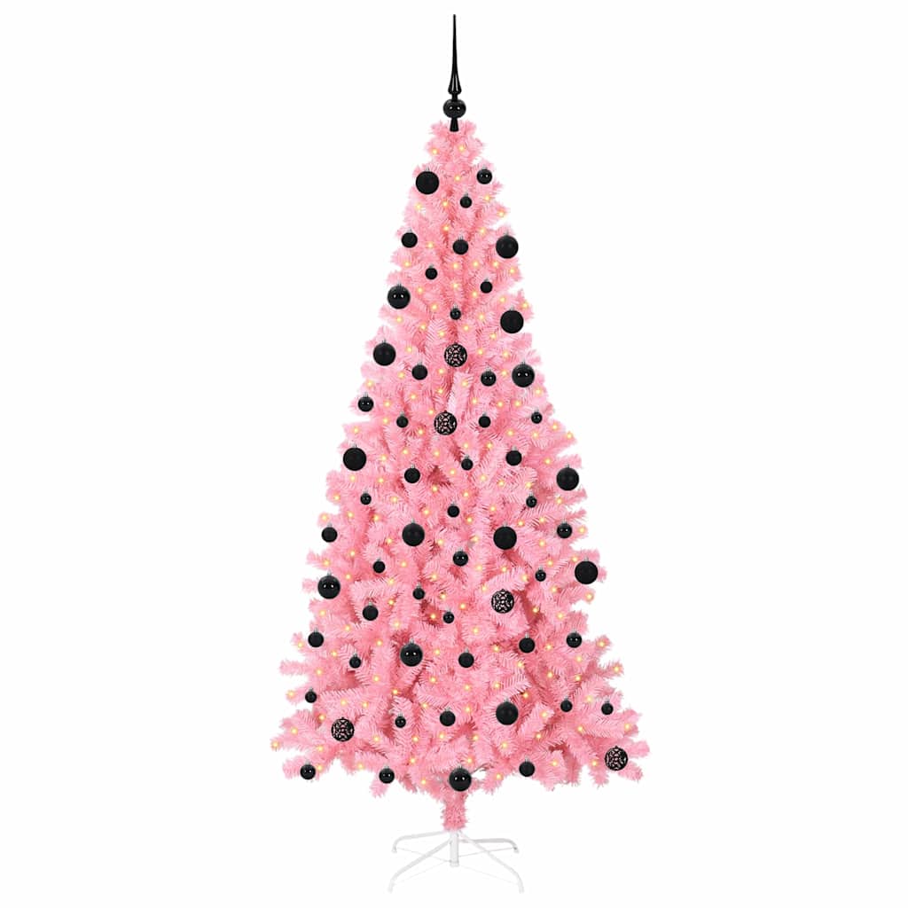 Albero di Natale con 300 LED con supporto-Luci decorative natalizie Rosa 210 cm PVC 164796