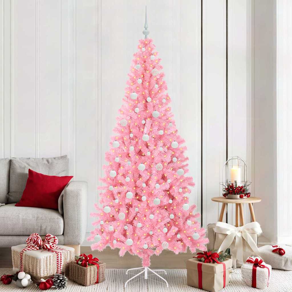 Albero di Natale con 300 LED con supporto Rosa 210 cm PVC 3396441