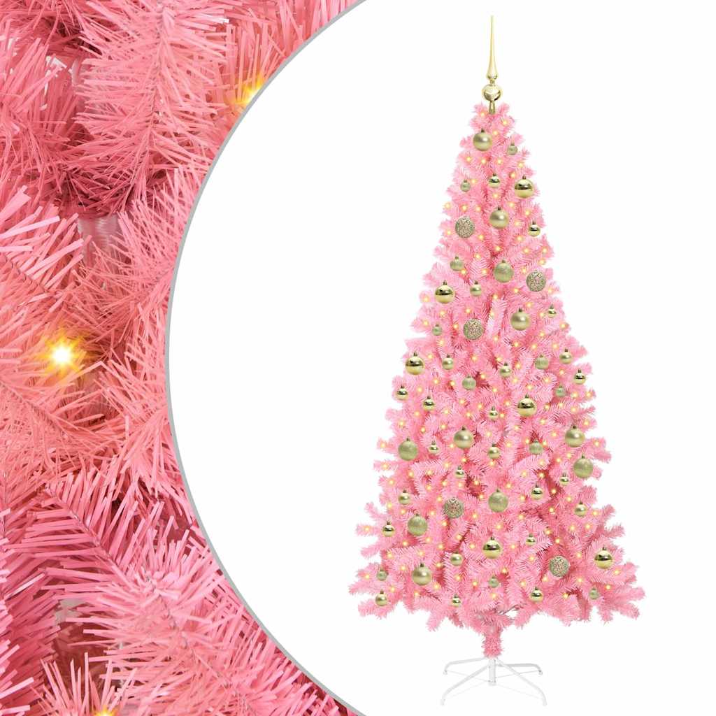 Albero di Natale con 300 LED con supporto Rosa 210 cm PVC 3396442