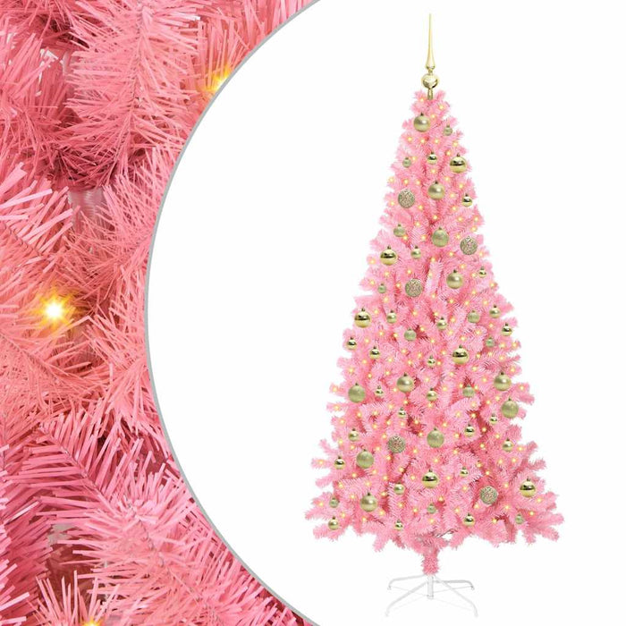 Albero di Natale con 300 LED con supporto Rosa 210 cm PVC 3396442