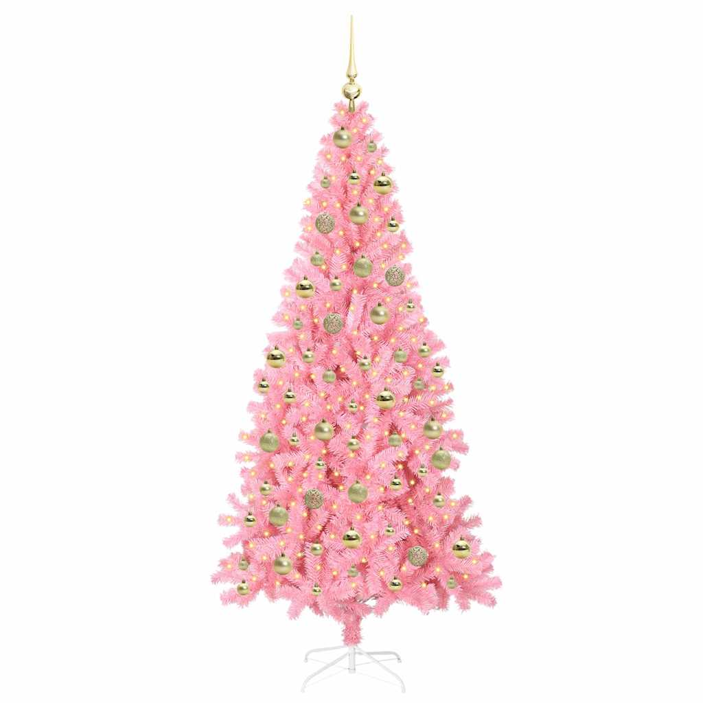 Albero di Natale con 300 LED con supporto Rosa 210 cm PVC 3396442
