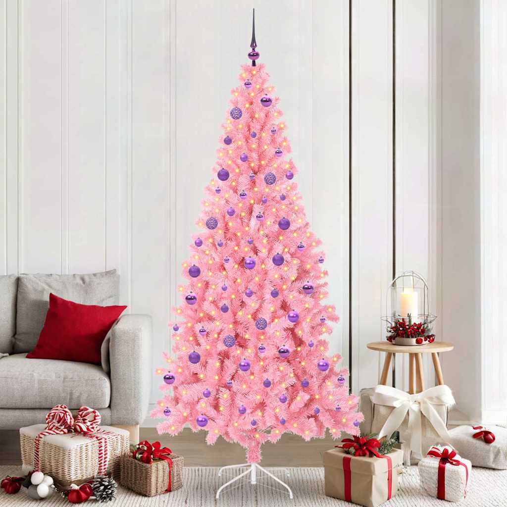 Albero di Natale con 300 LED con supporto Rosa 210 cm PVC 3396444