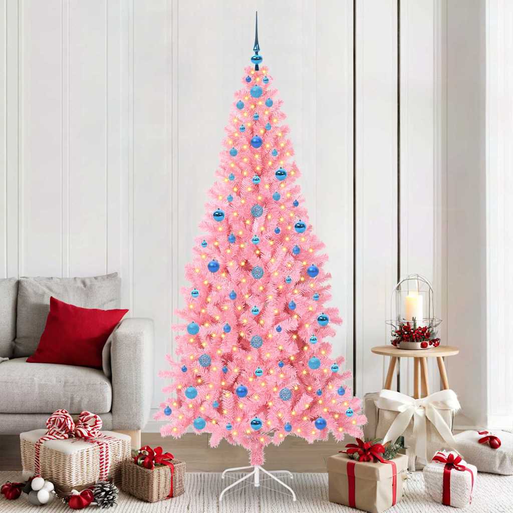 Albero di Natale con 300 LED con supporto Rosa 210 cm PVC 3396445