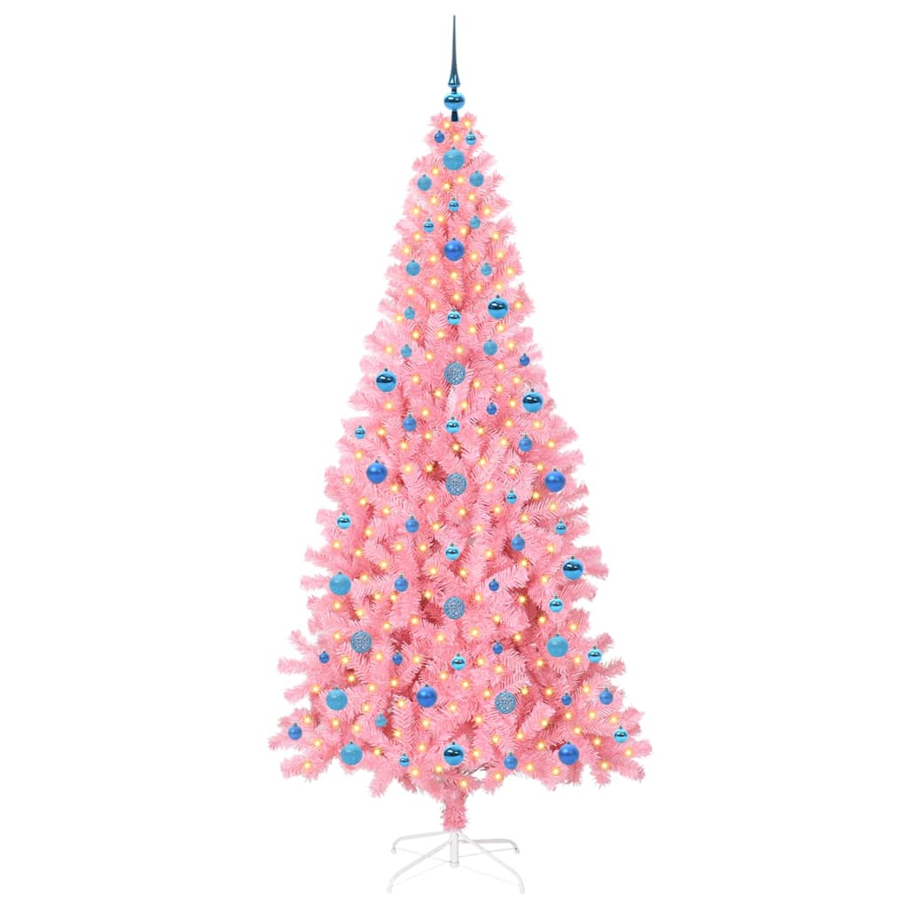 Albero di Natale con 300 LED con supporto Rosa 210 cm PVC 3396445