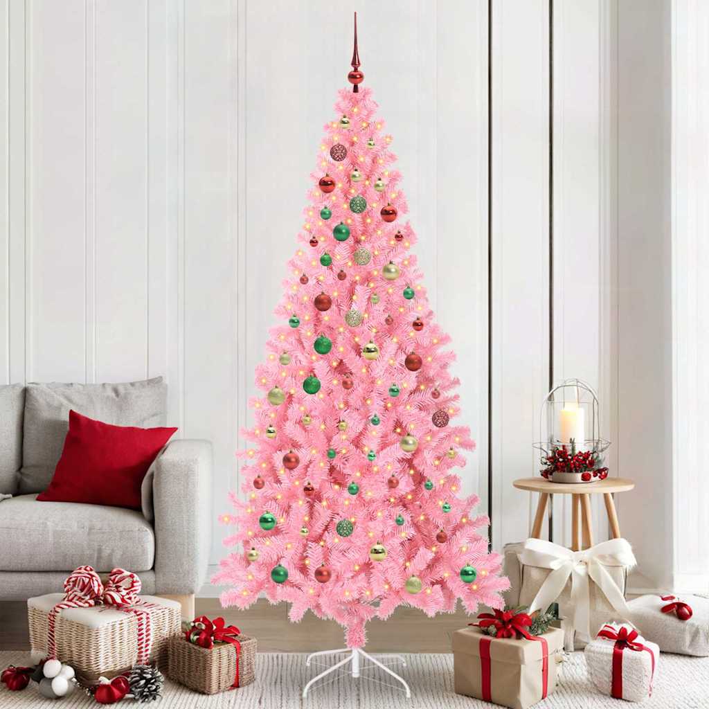 Albero di Natale con 300 LED con supporto Rosa 210 cm PVC 3396446