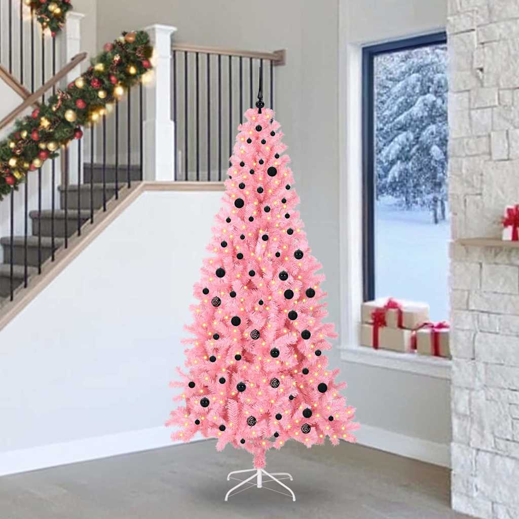 Albero di Natale con 300 LED con supporto Rosa 240 cm PVC 3396448