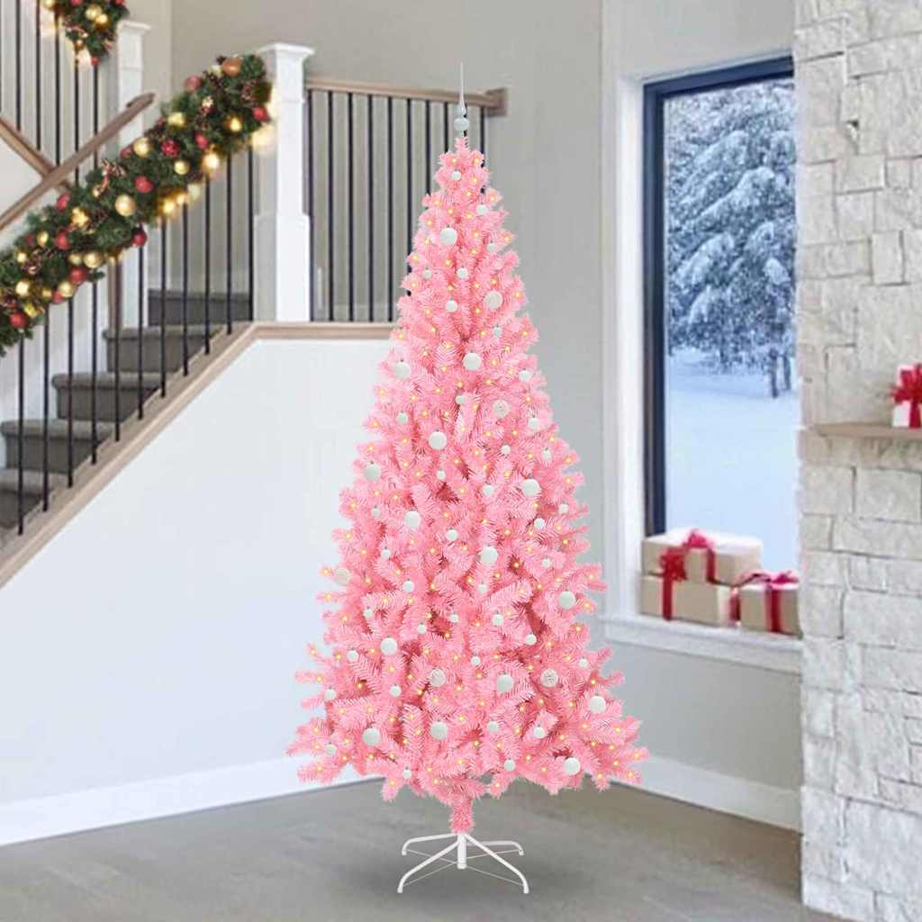 Albero di Natale con 300 LED con supporto Rosa 240 cm PVC 3396450