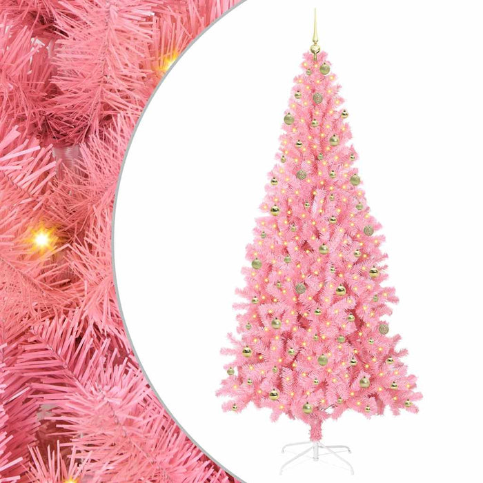 Albero di Natale con 300 LED con supporto Rosa 240 cm PVC 3396451
