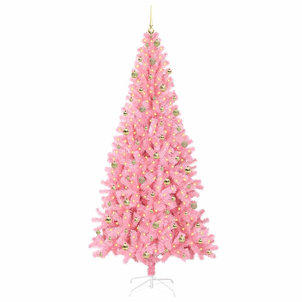 Albero di Natale con 300 LED con supporto Rosa 240 cm PVC 3396451