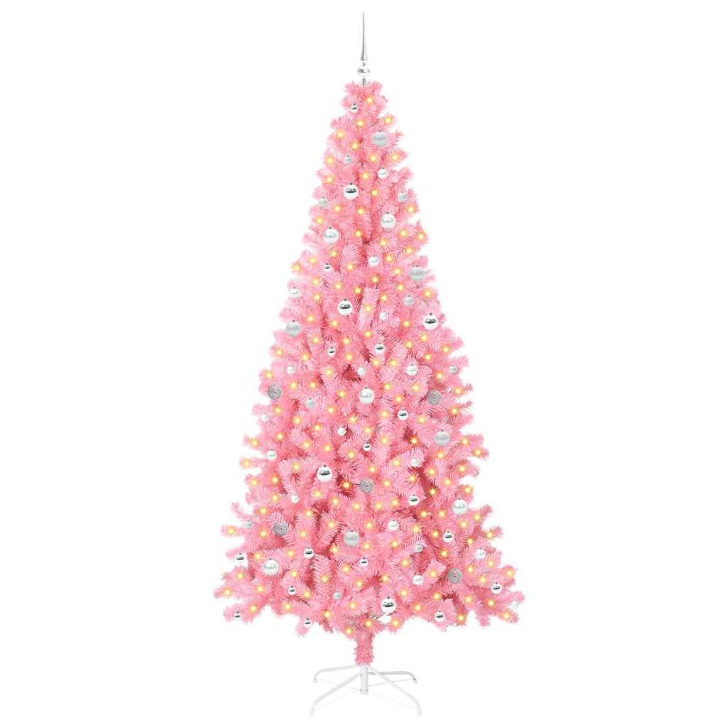 Albero di Natale con 300 LED con supporto Rosa 240 cm PVC 3396452
