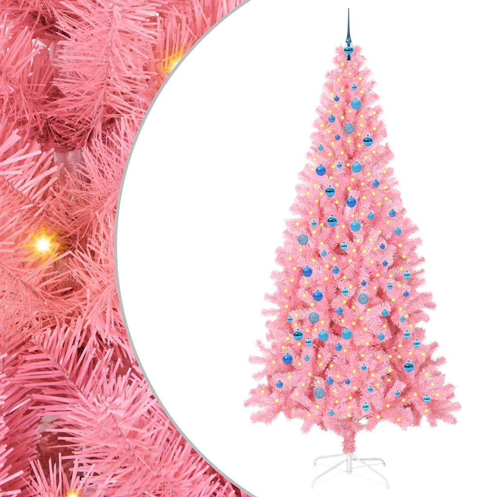 Albero di Natale con 300 LED con supporto Rosa 240 cm PVC 3396454
