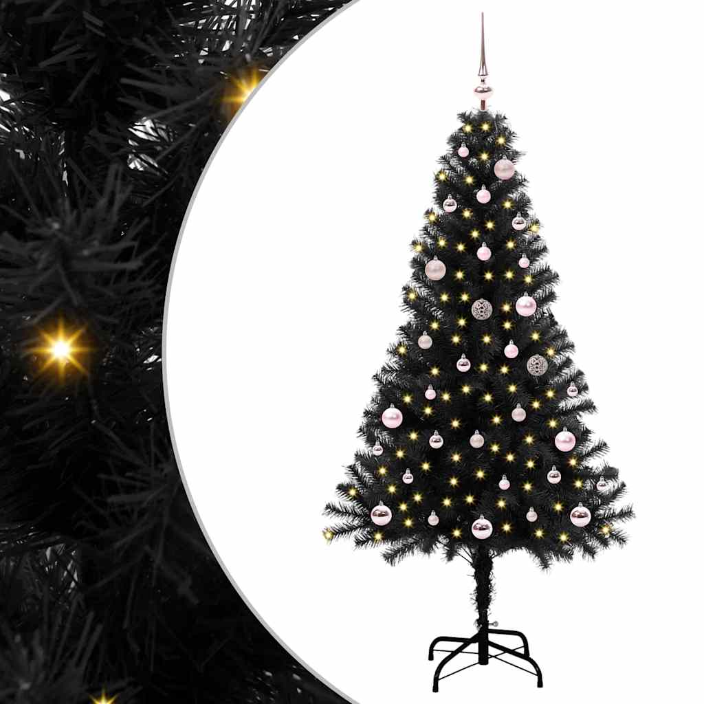 Albero di Natale con 150 LED con supporto Nero 150 cm PVC 3396467