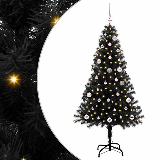 Albero di Natale con 150 LED con supporto Nero 150 cm PVC 3396467