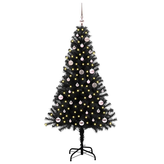 Albero di Natale con 150 LED con supporto Nero 150 cm PVC 3396467