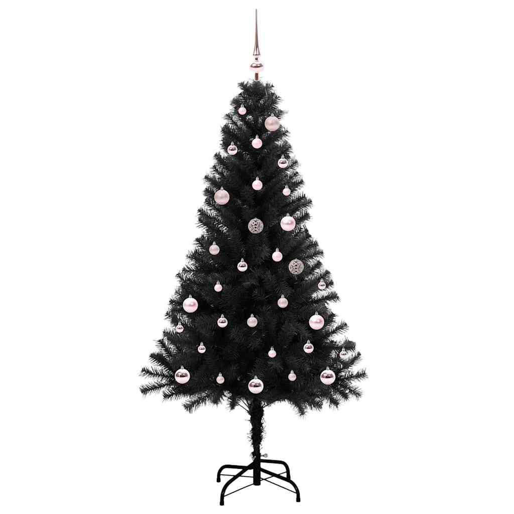 Albero di Natale con 150 LED con supporto-Luci decorative natalizie Nero 150 cm PVC 704374