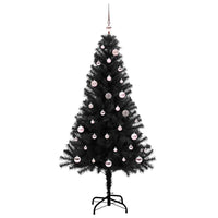 Albero di Natale con 150 LED con supporto-Luci decorative natalizie Nero 150 cm PVC 704374