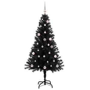 Albero di Natale con 150 LED con supporto-Luci decorative natalizie Nero 150 cm PVC 704374
