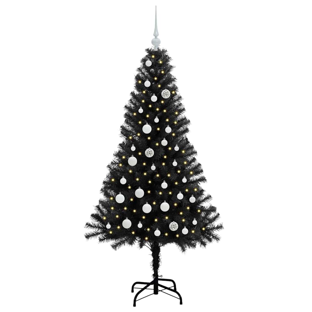 Albero di Natale con 150 LED con supporto Nero 150 cm PVC 3396468