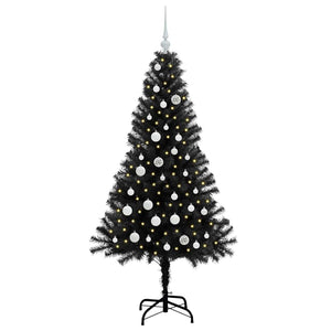 Albero di Natale con 150 LED con supporto Nero 150 cm PVC 3396468